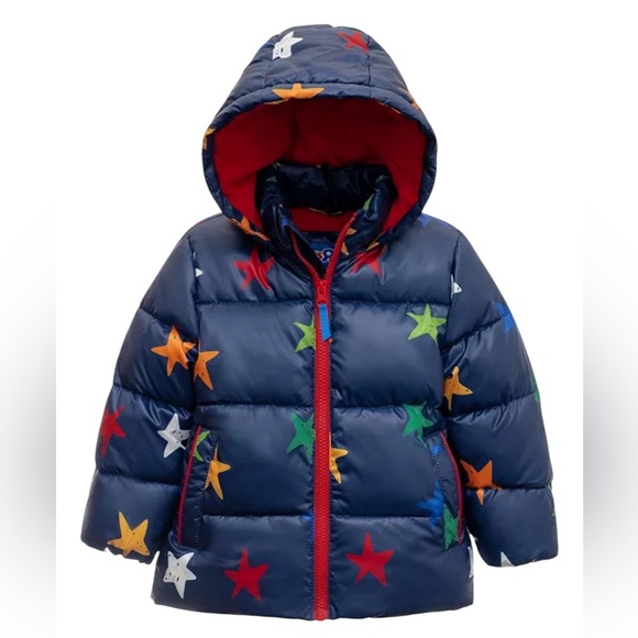 NWOT Toys R Us Boys Heavyweight Star Print Puffer Jacket with Hood Winter Warm - Picture 1 of 2